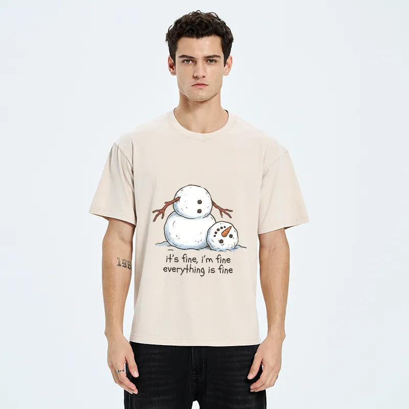 Kyoto-Lion A Snowman In A Tight Spot Washed T-Shirt