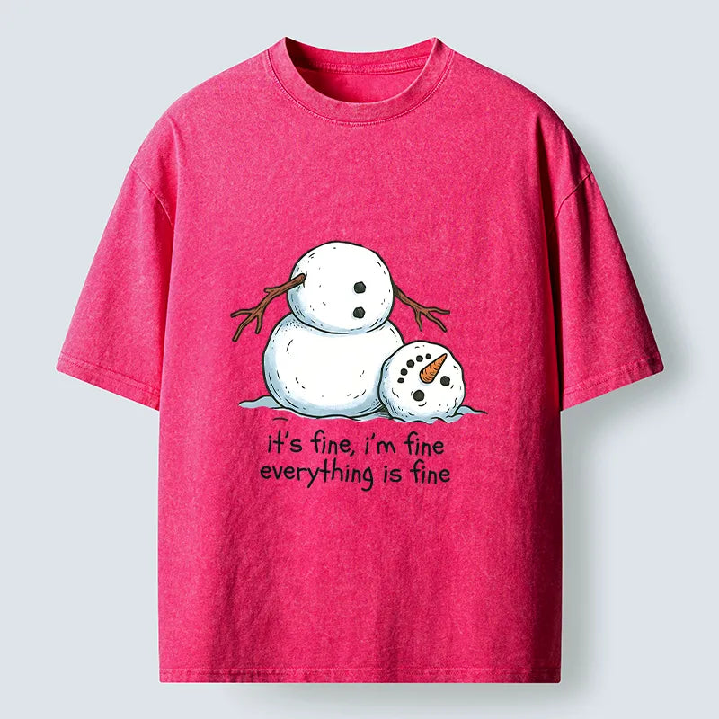 Kyoto-Lion A Snowman In A Tight Spot Washed T-Shirt