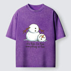 Kyoto-Lion A Snowman In A Tight Spot Washed T-Shirt