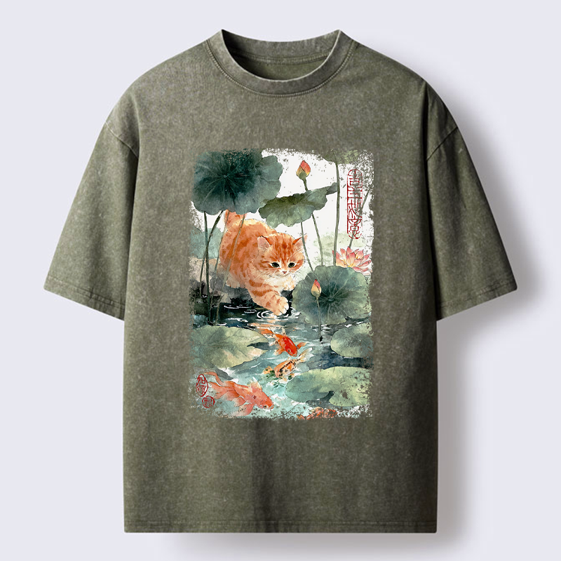 Japanese Vintage Washed T-Shirt for Daily Wear