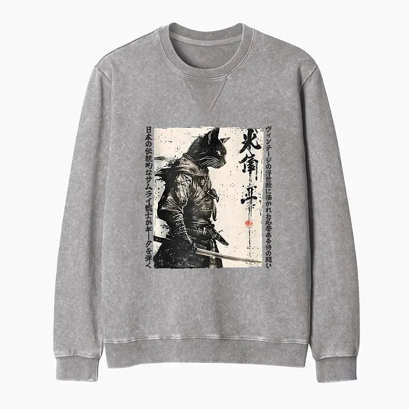 Cat Samurai Sweatshirt Gift Idea
