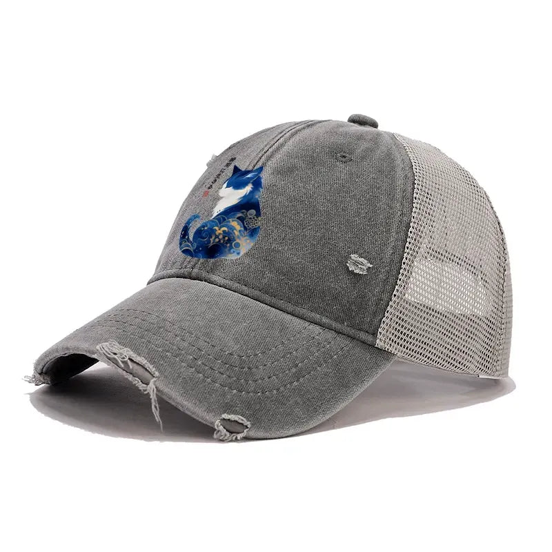 Vintage Washed Cat Cap for Daily Wear