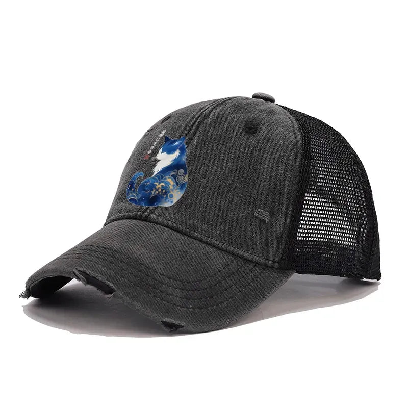Vintage Washed Cat Cap for Daily Wear