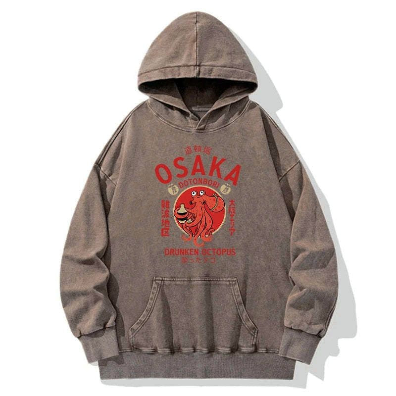 Kyoto-Lion Drunken Octopus Japan Washed Hoodie