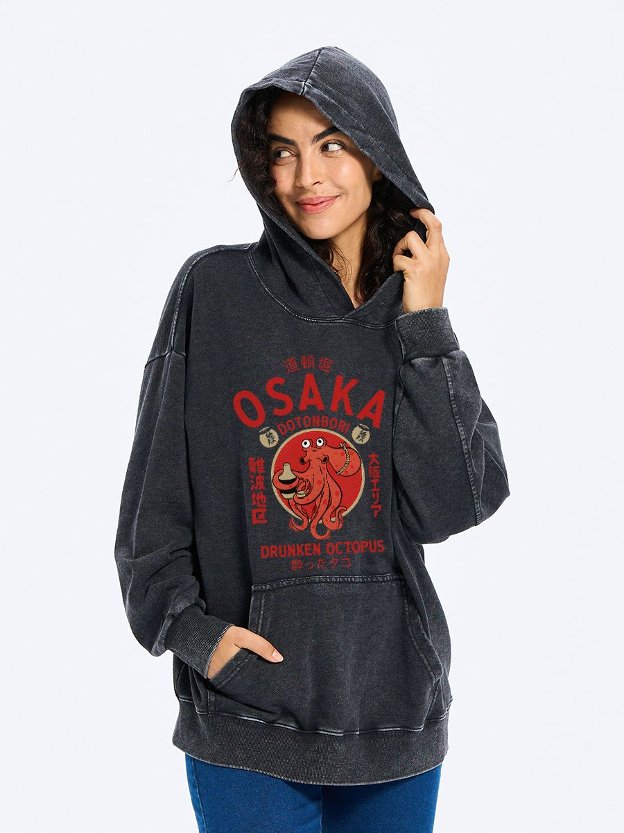 japanese washed octopus hoodie for streetwear