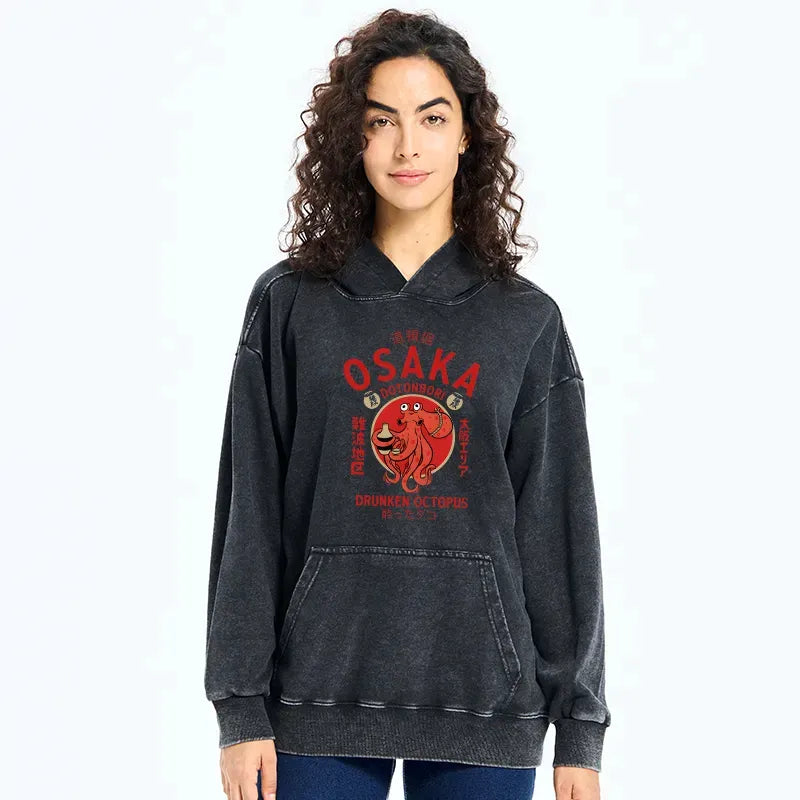 Kyoto-Lion Drunken Octopus Japan Washed Hoodie