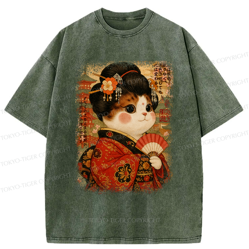 Kyoto Lion Ukiyoe Cat T-Shirt for Vacation