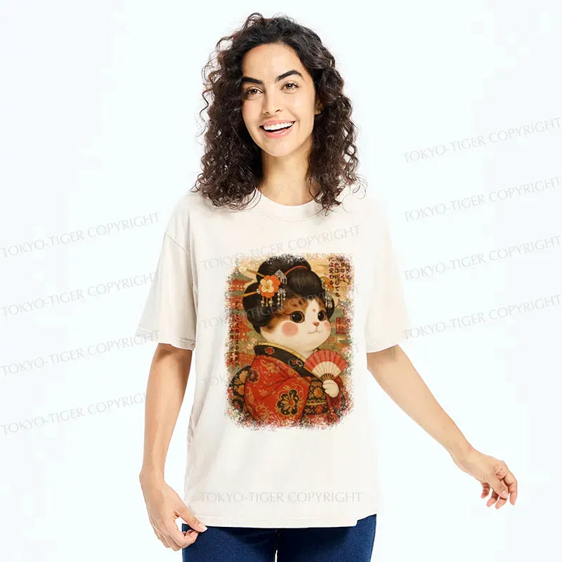 Kyoto Lion Ukiyoe Cat T-Shirt for Vacation
