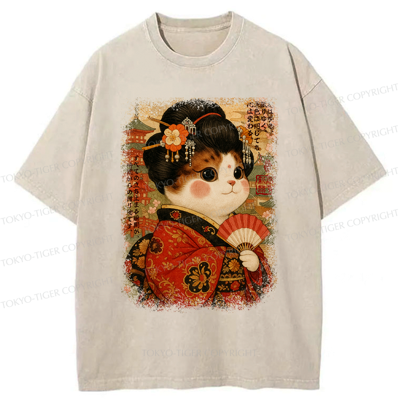 Kyoto Lion Ukiyoe Cat T-Shirt for Vacation