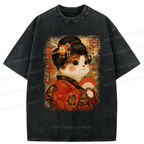 Kyoto Lion Ukiyoe Cat T-Shirt for Vacation