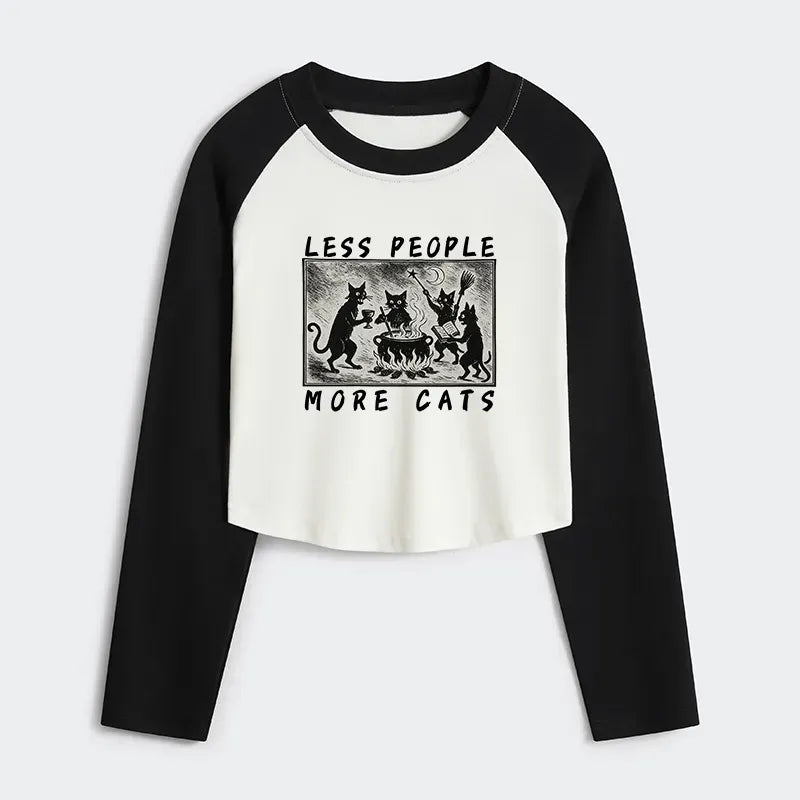 Japanese Cat Crop Raglan T-Shirt