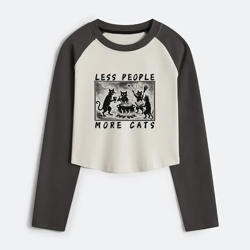 Japanese Cat Crop Raglan T-Shirt