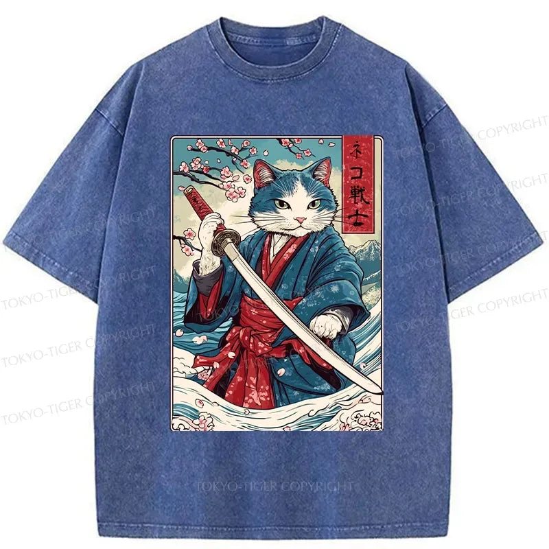 Japanese Cat Samurai T-Shirt Gift Idea