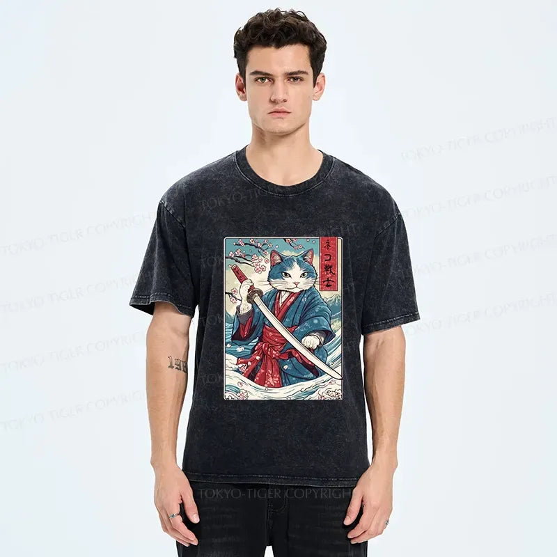 Japanese Cat Samurai T-Shirt Gift Idea