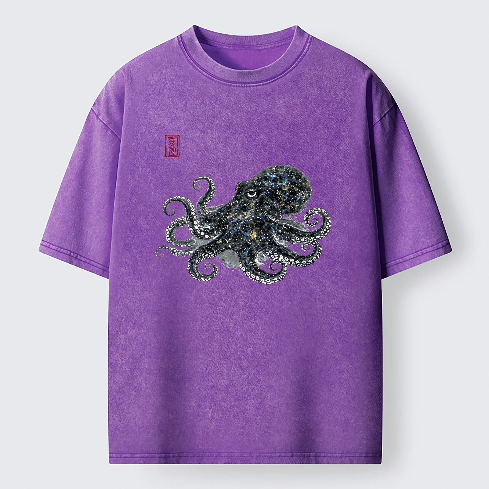 Kyoto-Lion Ink-Sea Octopus Washed T-Shirt