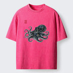 Kyoto-Lion Ink-Sea Octopus Washed T-Shirt