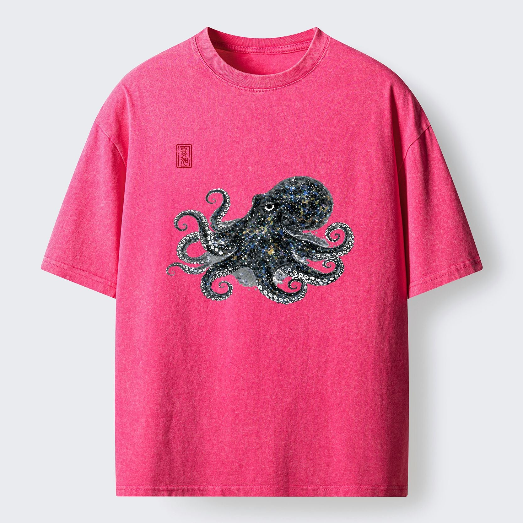 Kyoto-Lion Ink-Sea Octopus Washed T-Shirt