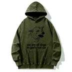 Kyoto-Lion Sad Dog Funny Washed Hoodie