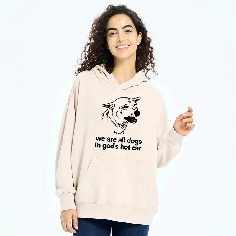 Kyoto-Lion Sad Dog Funny Washed Hoodie