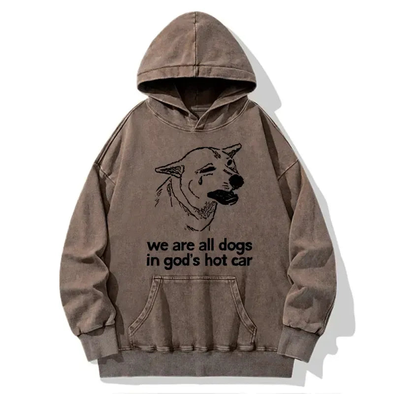 Kyoto-Lion Sad Dog Funny Washed Hoodie