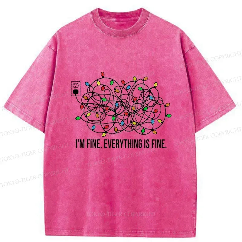 Kyoto-Lion Light String Funny Washed T-Shirt