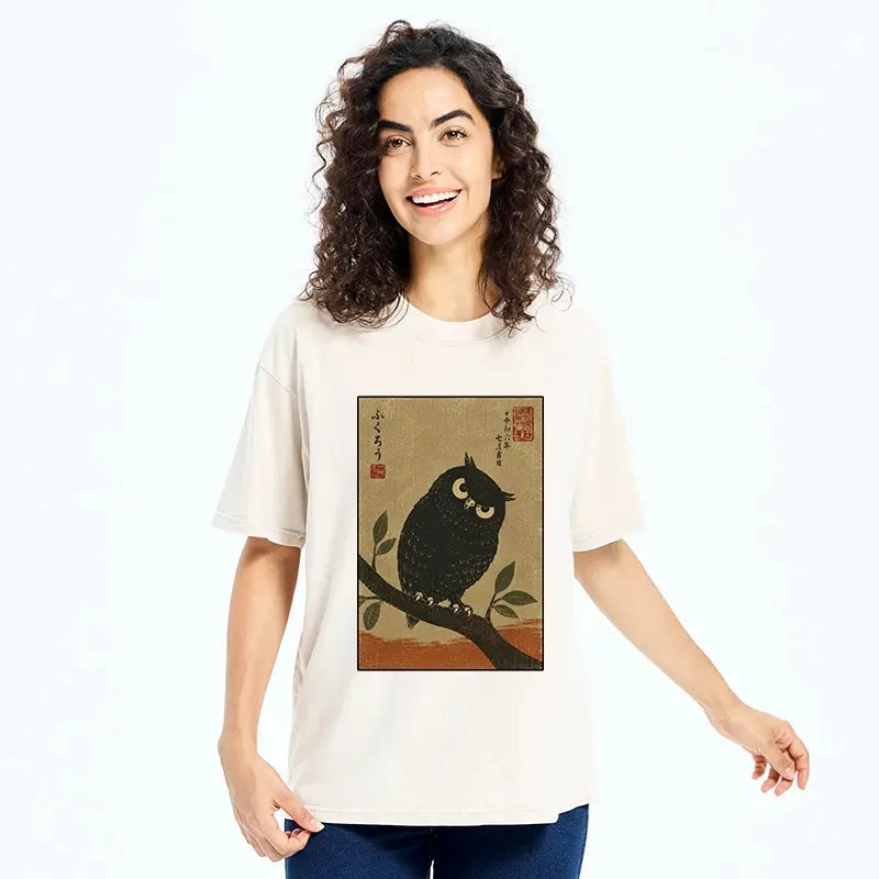 japanese vintage owl ukiyo-e tee