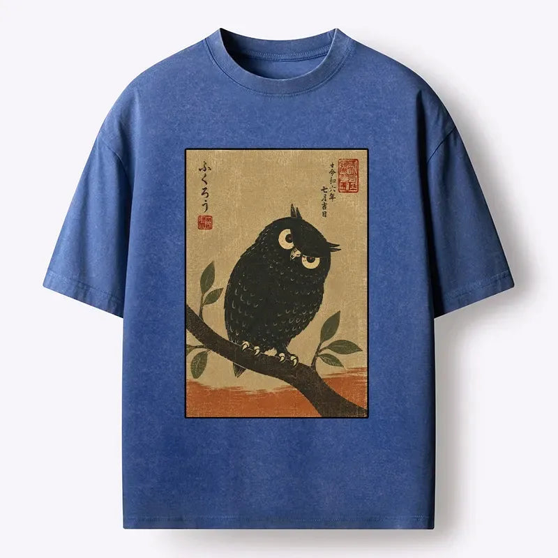 japanese vintage owl ukiyo-e tee