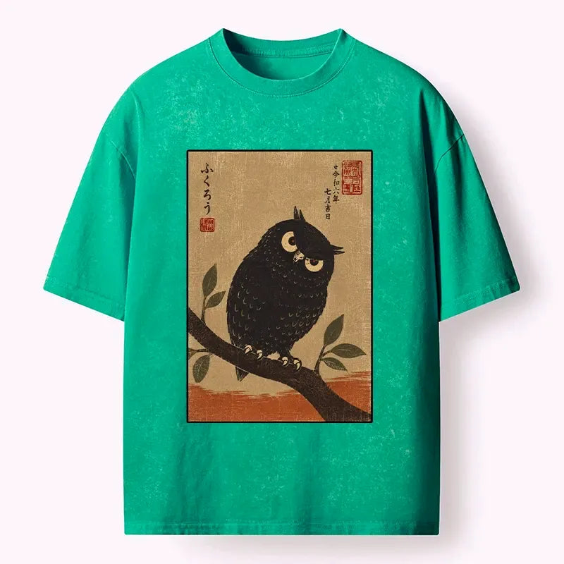 washed unisex owl tee for streetwear