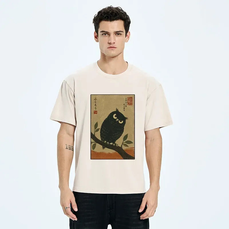 japanese vintage owl ukiyo-e tee