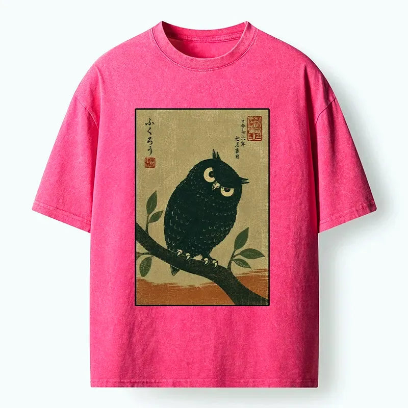 traditional black owl art t-shirt