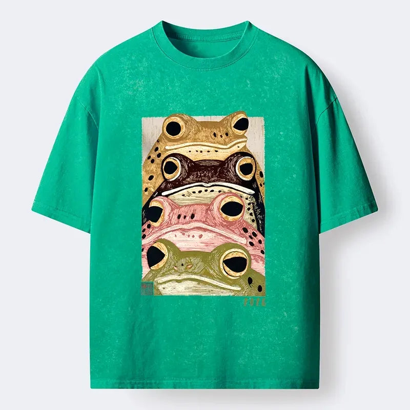 japanese art frog casual tee