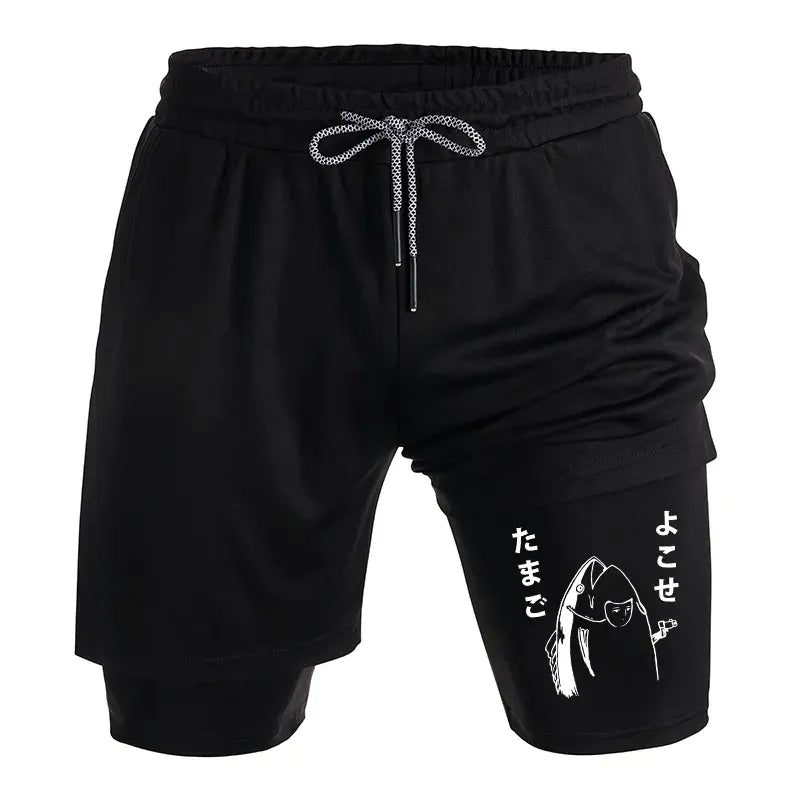 Kyoto-Lion Give Me Egg Japanese Fish Training Shorts
