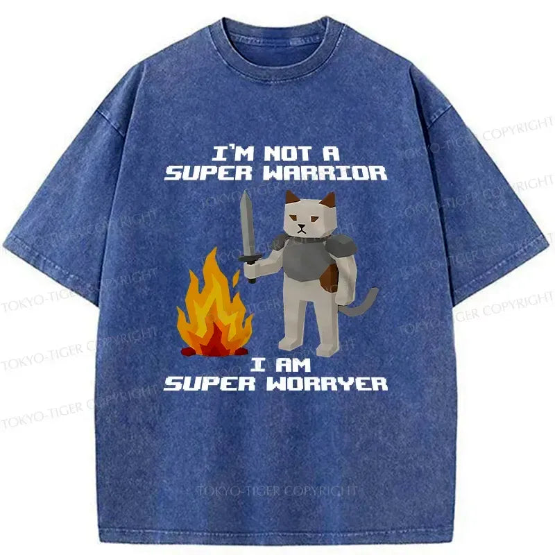 Kyoto-Lion Cat Warrior Funny Washed T-Shirt