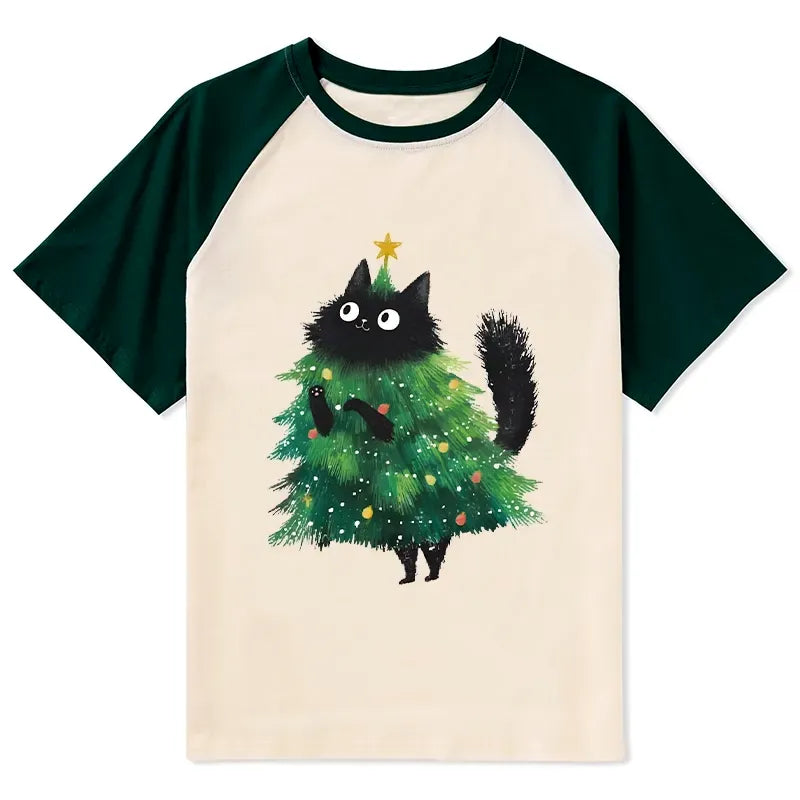 Japanese cat raglan shirt for Christmas