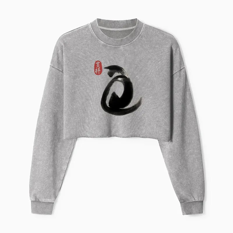 Washed Crop Sweatshirt Streetwear Style