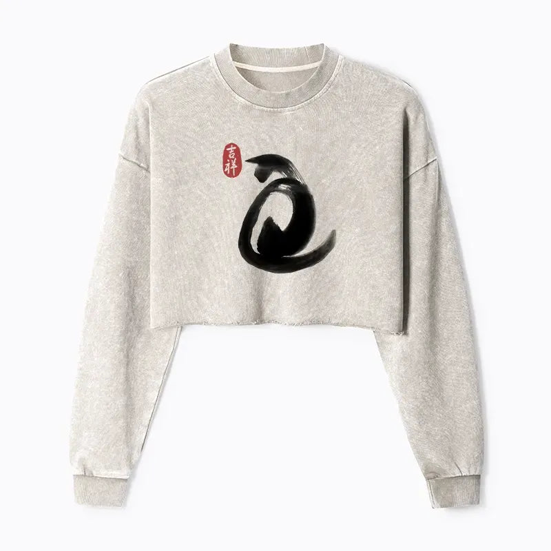Washed Crop Sweatshirt Streetwear Style