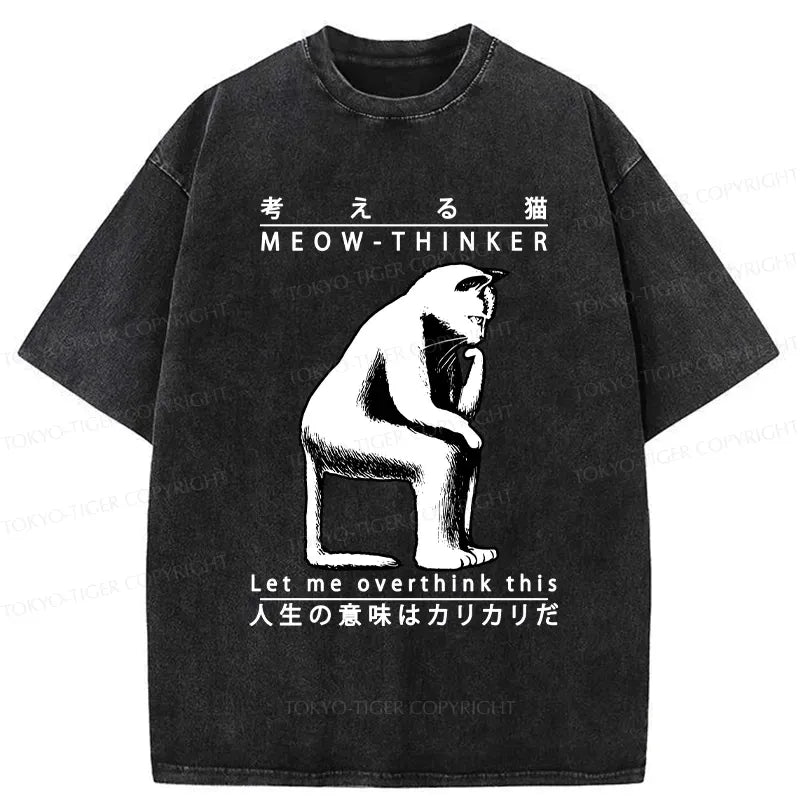 washed japanese cat t-shirt for summer travel