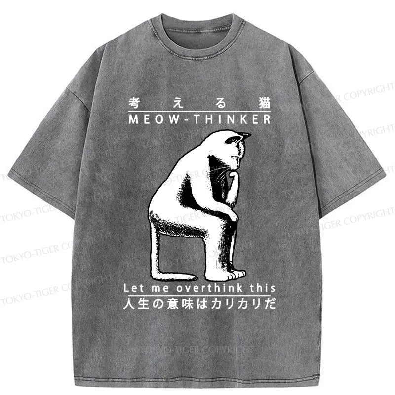 washed japanese cat t-shirt for summer travel