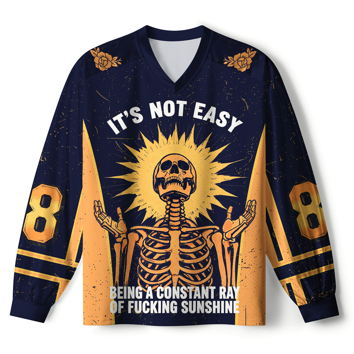 Kyoto-Lion Shining Funny Skeleton Paneled Long Sleeve Jersey