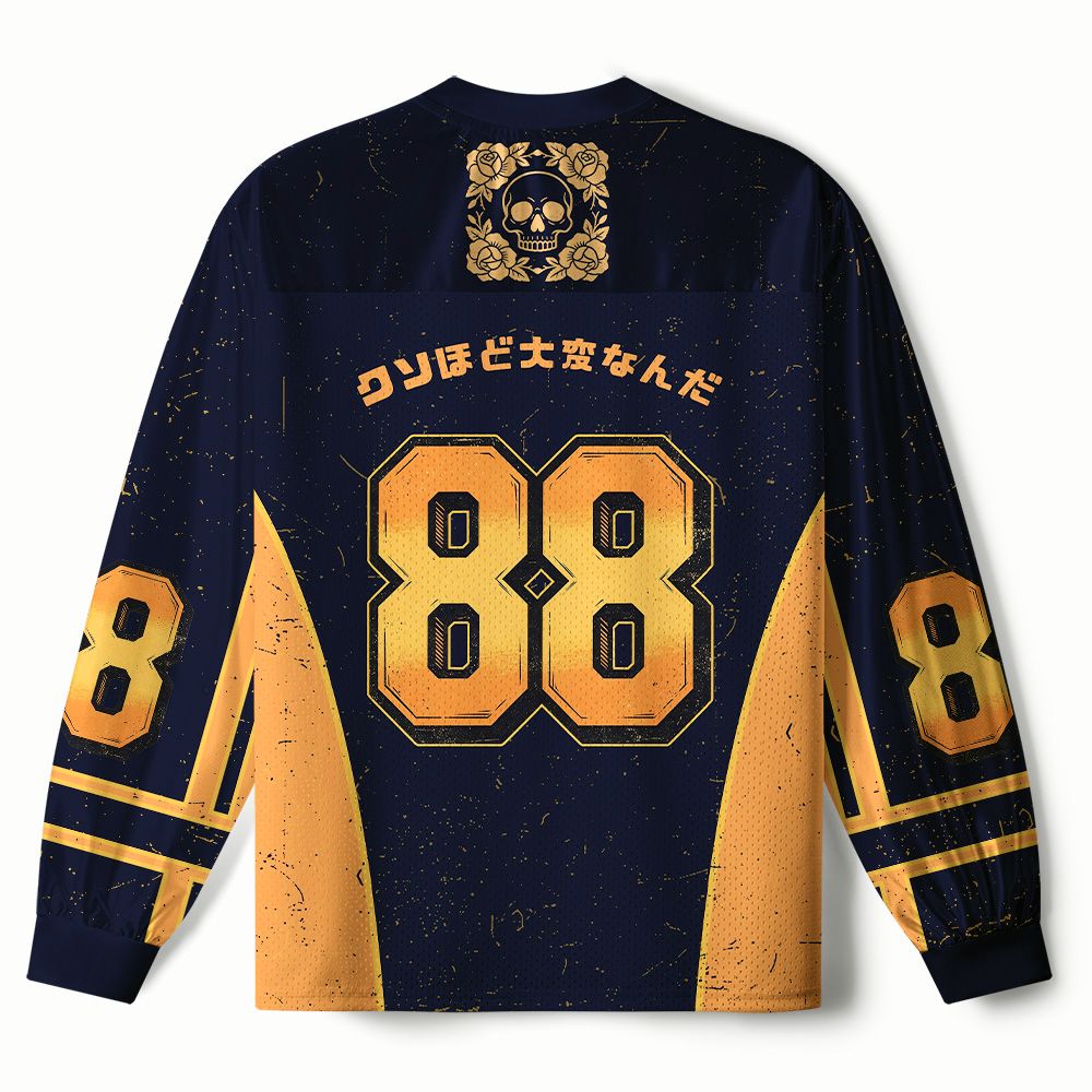 Kyoto-Lion Shining Funny Skeleton Paneled Long Sleeve Jersey