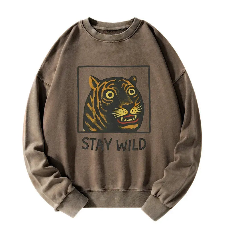Japanese tiger washed sweatshirt for streetwear