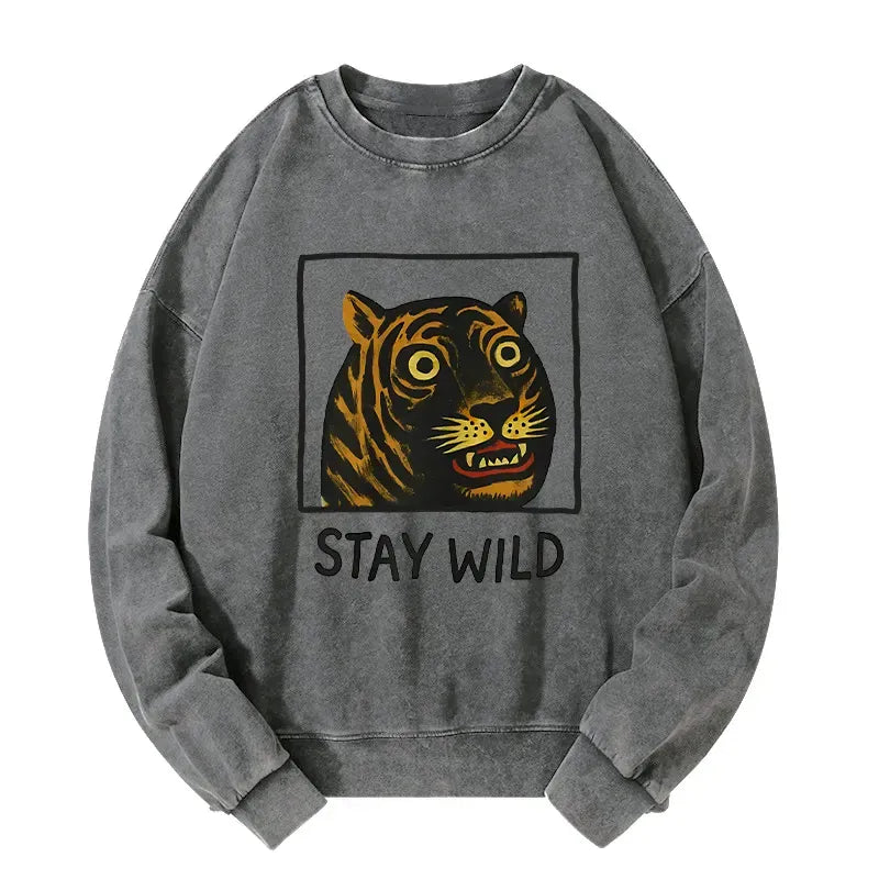 Japanese tiger washed sweatshirt for streetwear