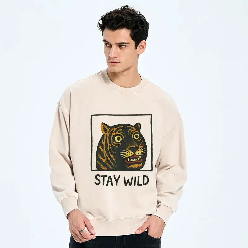 Japanese tiger washed sweatshirt for streetwear