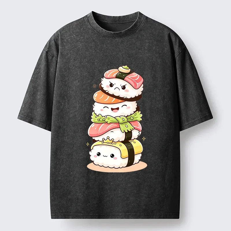 cute sushi stack squad washed t-shirt