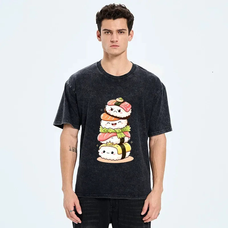 cute sushi stack squad washed t-shirt