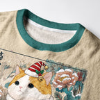 Kyoto-Lion Lucky Koi Cat Fuzzy Christmas Ugly Sweatshirt