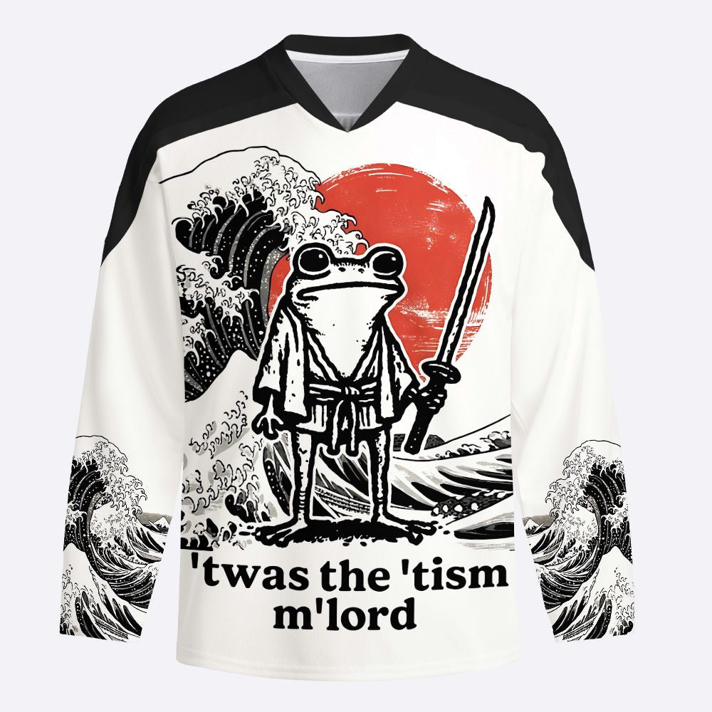 Kyoto-Lion Focused Samurai Frog Long-Sleeve Hockey Jersey