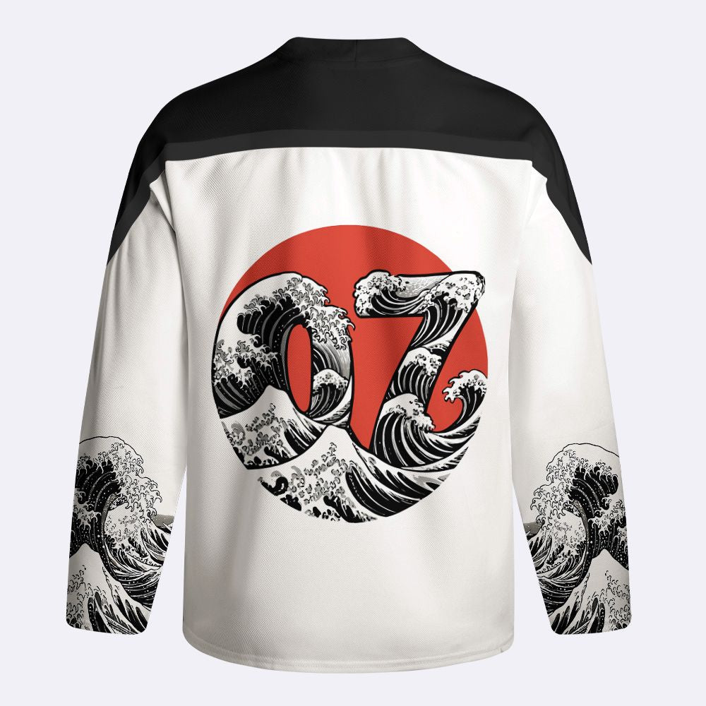 Kyoto-Lion Focused Samurai Frog Long-Sleeve Hockey Jersey