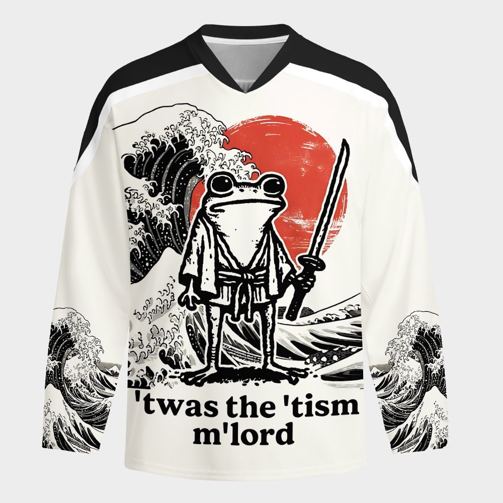 Kyoto-Lion Focused Samurai Frog Long-Sleeve Hockey Jersey