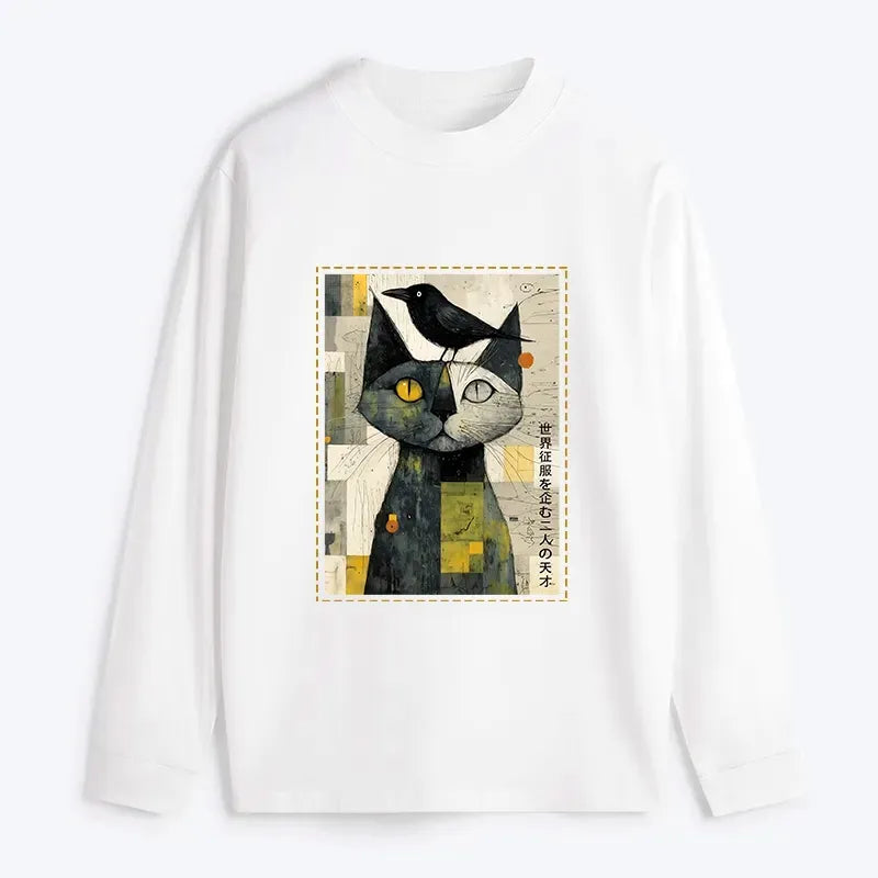 Kyoto-Lion The Cat And The Crow Are Planning To Rule The World Classic Long Sleeve T-Shirt
